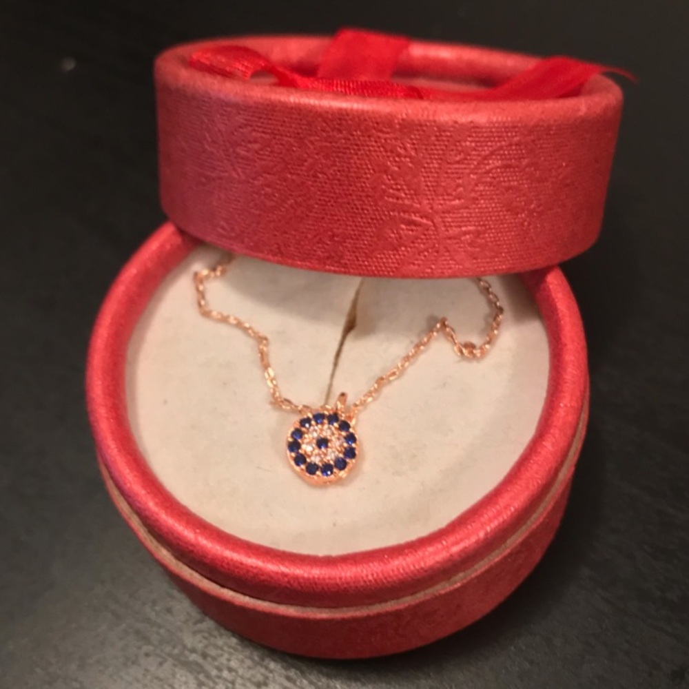 Evil eye 🧿 rose gold necklace sterling silver